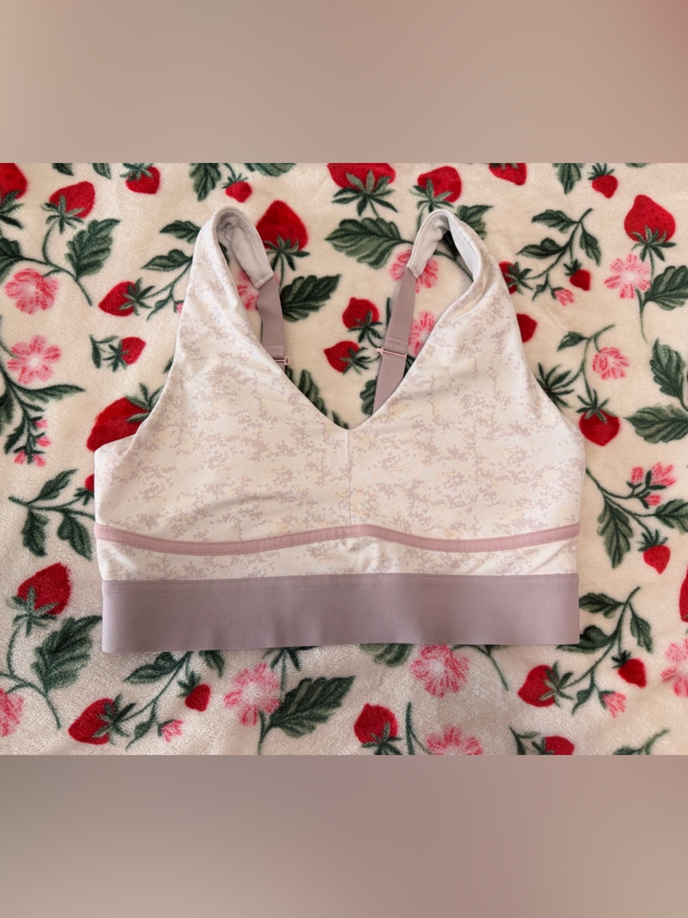 Fabletics Light Lavender Floral-Print Sports Bra